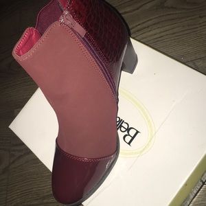 Cute Snake print ankle boots burgundy red